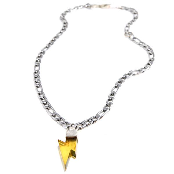 Top: Powerbolt necklace in sterling silver with Mexican amber, $250; Amulet by D